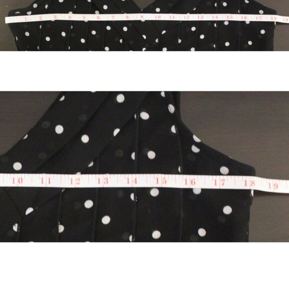 Sandra Darren Brown Polka dot Ruffled Hem Sheer Midi Dress Black Paneled Sz M - Picture 9 of 11